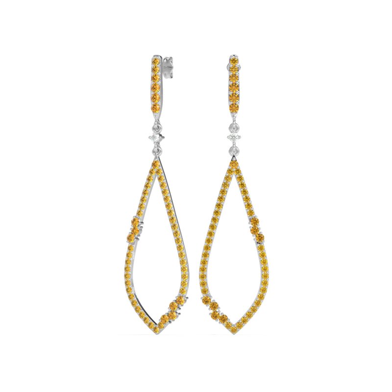 Pave Tear Drop Dangling Earrings