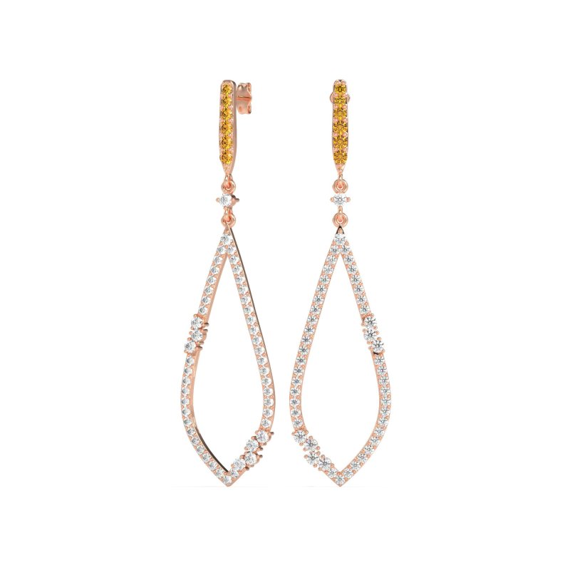 Pave Tear Drop Dangling Earrings