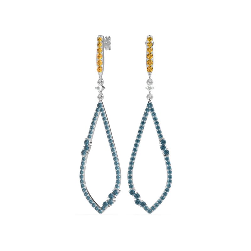 Pave Tear Drop Dangling Earrings