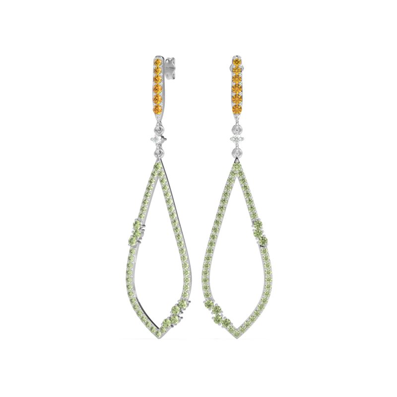 Pave Tear Drop Dangling Earrings