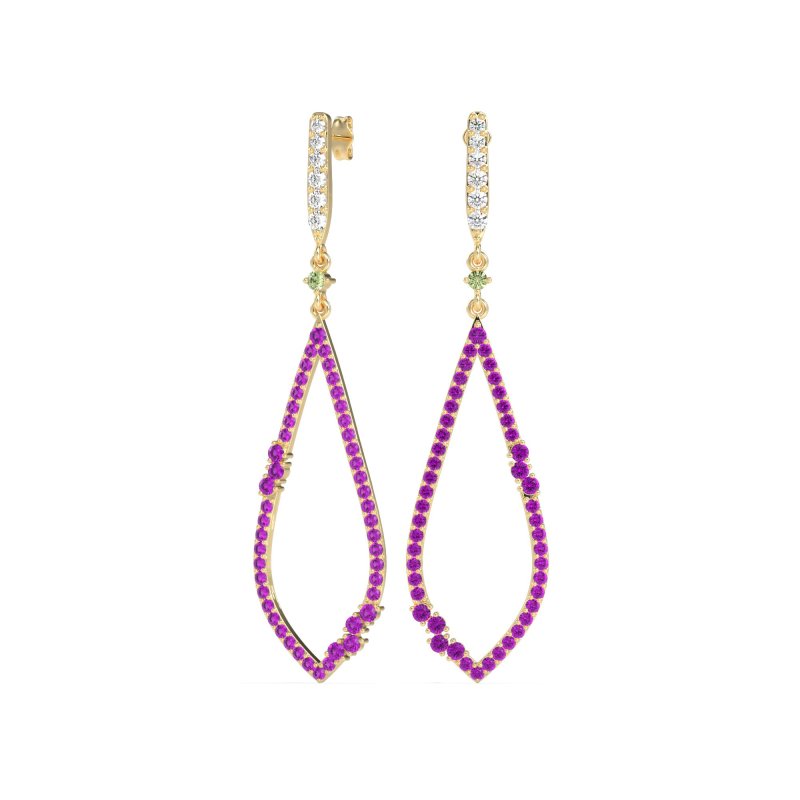 Pave Tear Drop Dangling Earrings
