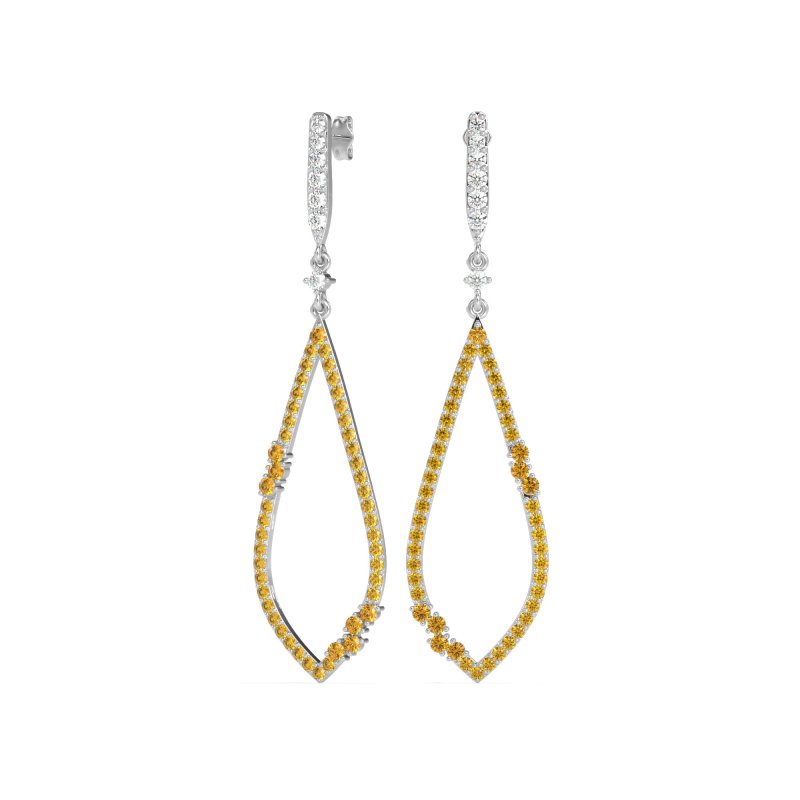 Pave Tear Drop Dangling Earrings