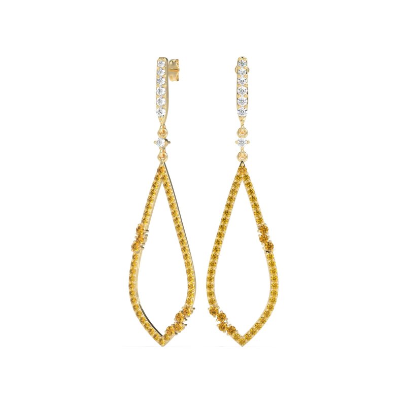 Pave Tear Drop Dangling Earrings
