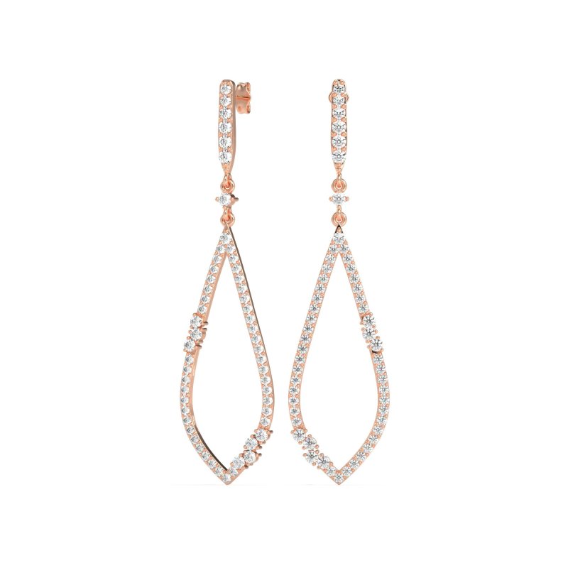 Pave Tear Drop Dangling Earrings