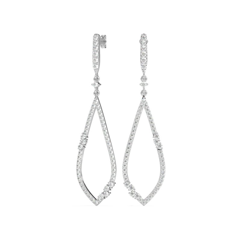 Pave Tear Drop Dangling Earrings