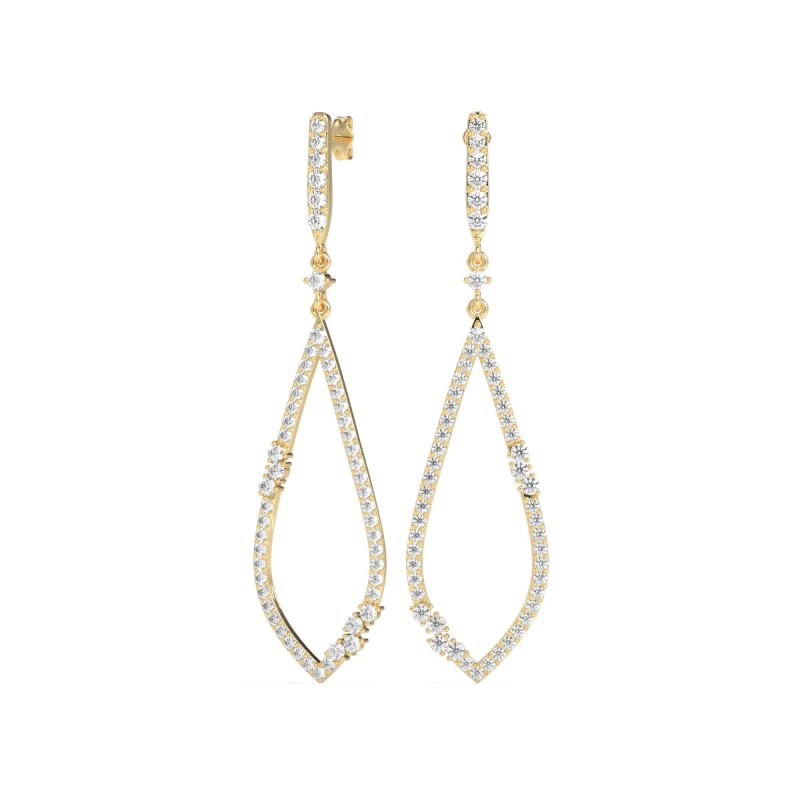 Pave Tear Drop Dangling Earrings