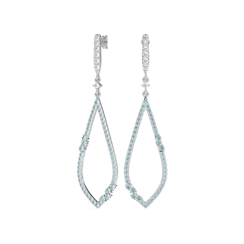 Pave Tear Drop Dangling Earrings