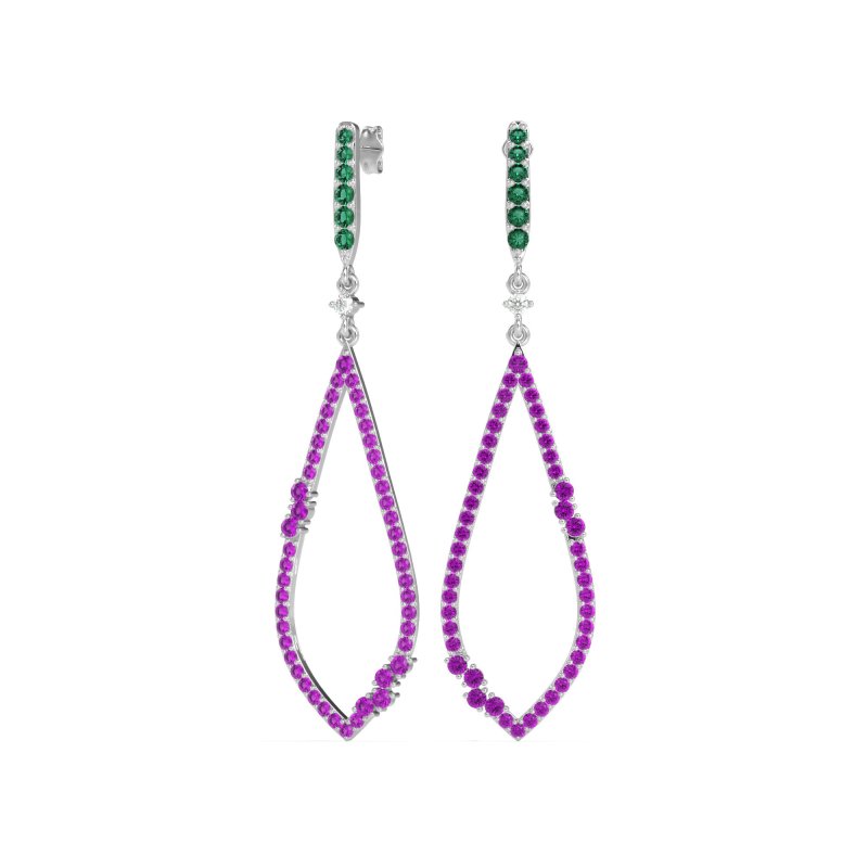 Pave Tear Drop Dangling Earrings