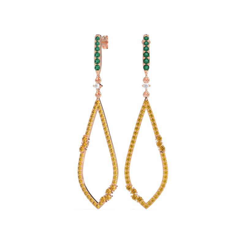 Pave Tear Drop Dangling Earrings