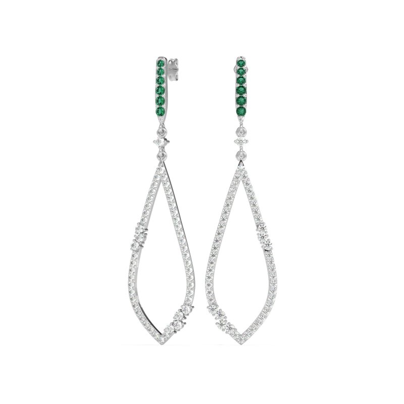 Pave Tear Drop Dangling Earrings