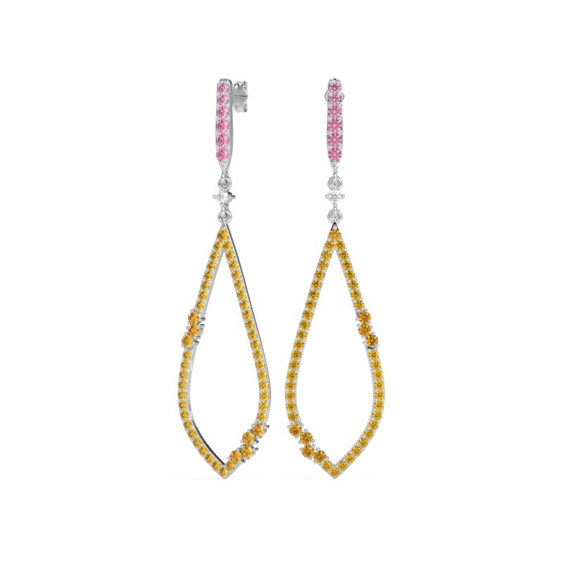 Pave Tear Drop Dangling Earrings