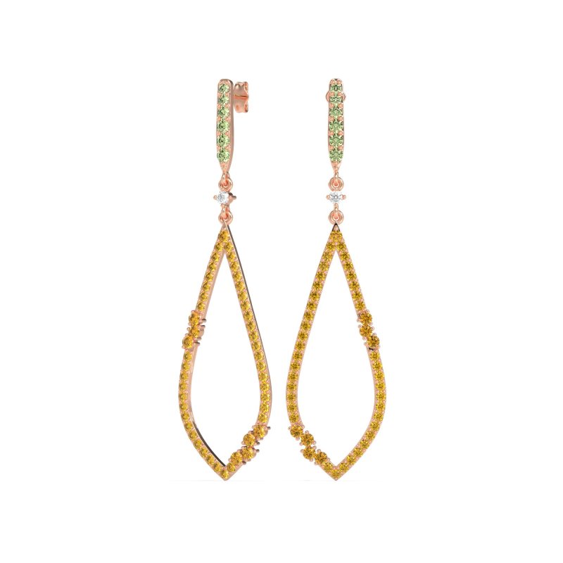 Pave Tear Drop Dangling Earrings