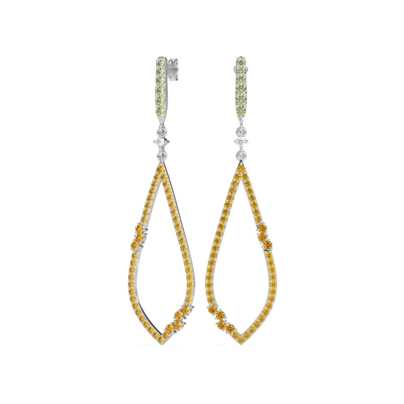 Pave Tear Drop Dangling Earrings