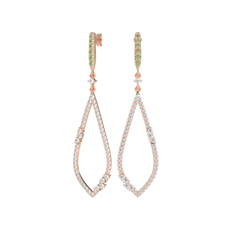 Pave Tear Drop Dangling Earrings