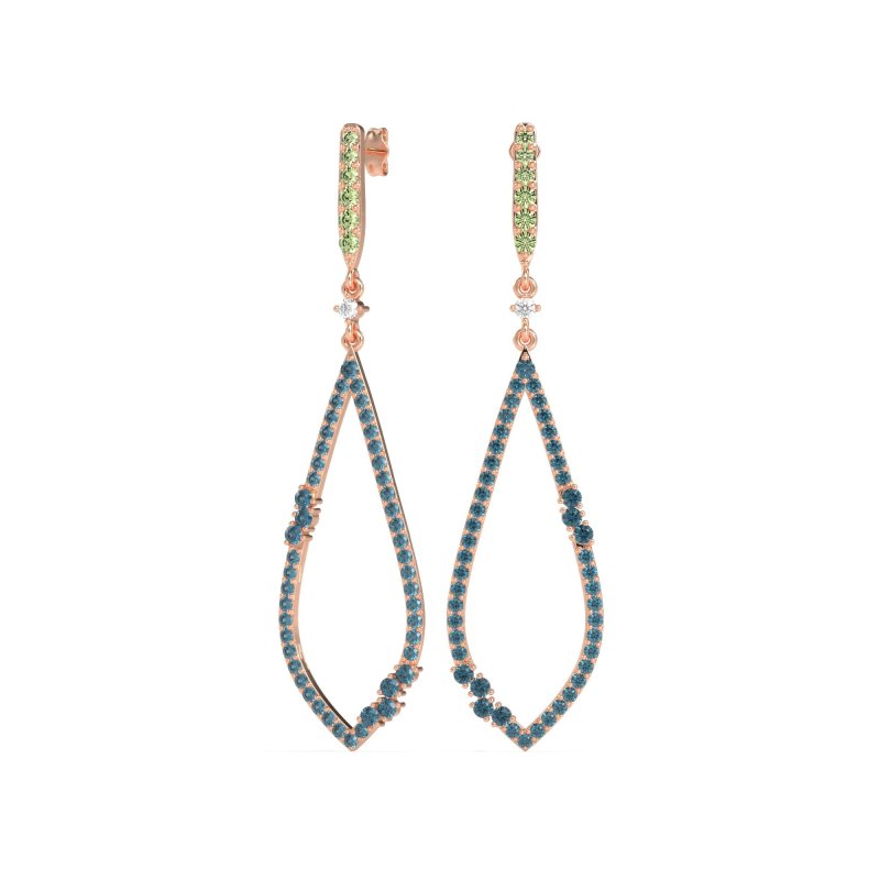 Pave Tear Drop Dangling Earrings