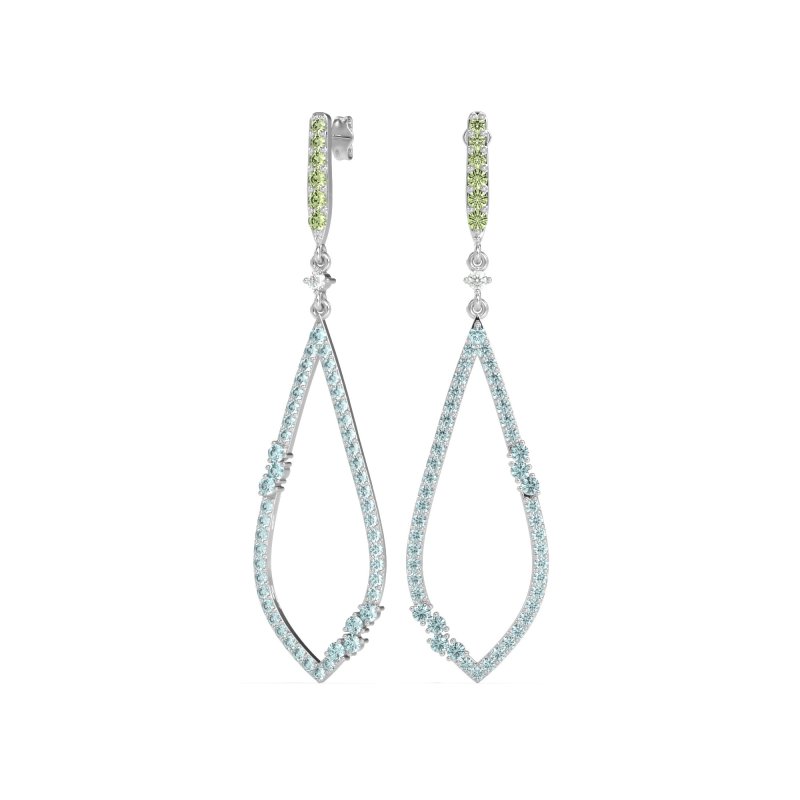 Pave Tear Drop Dangling Earrings