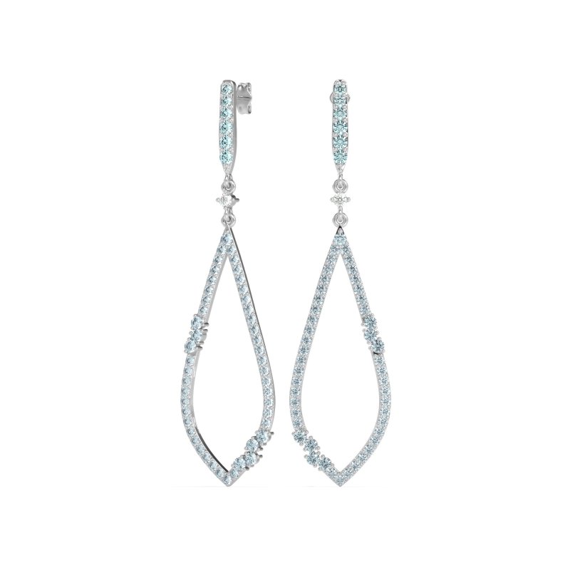 Pave Tear Drop Dangling Earrings