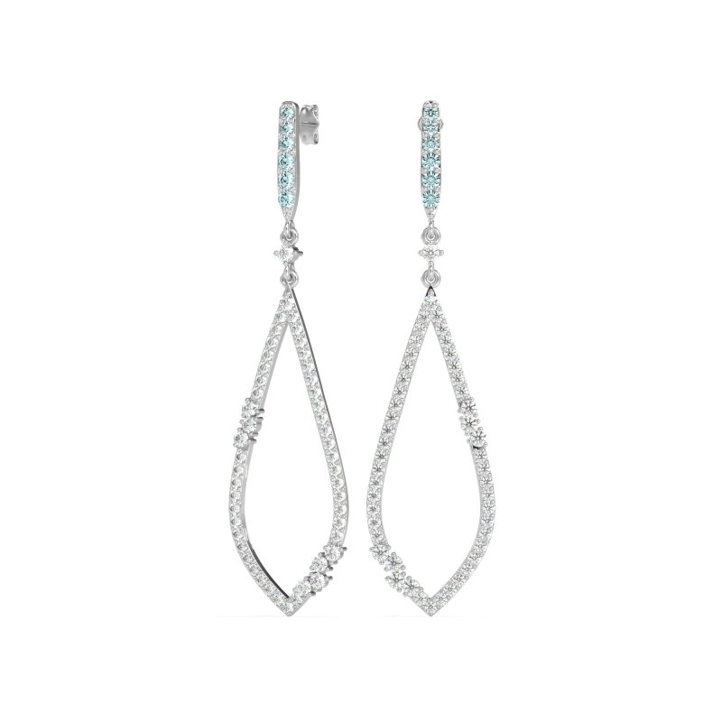 Pave Tear Drop Dangling Earrings