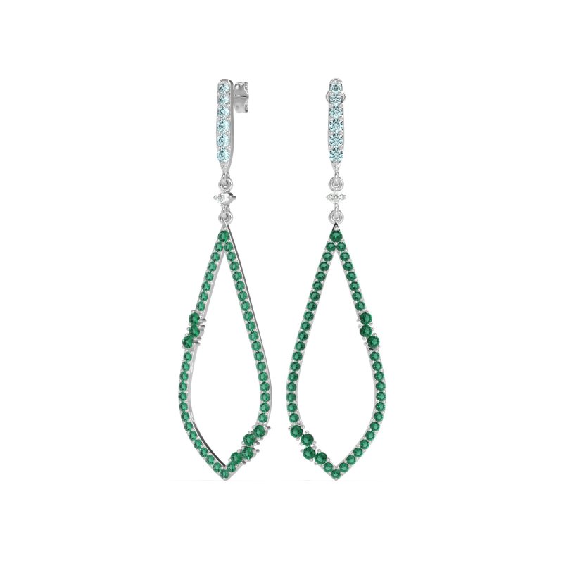 Pave Tear Drop Dangling Earrings