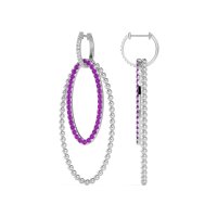 Double Oval Hoop Beaded Dangle Earrings