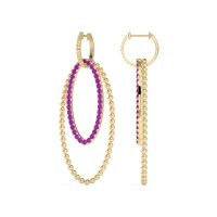 Double Oval Hoop Beaded Dangle Earrings