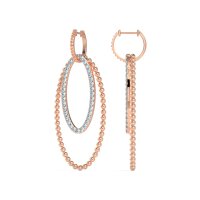 Double Oval Hoop Beaded Dangle Earrings