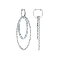 Double Oval Hoop Beaded Dangle Earrings