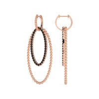 Double Oval Hoop Beaded Dangle Earrings