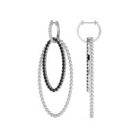 Double Oval Hoop Beaded Dangle Earrings