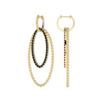 Double Oval Hoop Beaded Dangle Earrings