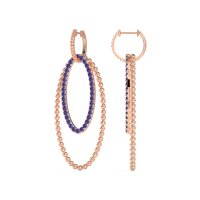 Double Oval Hoop Beaded Dangle Earrings