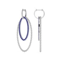 Double Oval Hoop Beaded Dangle Earrings