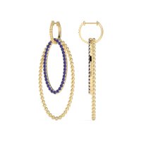 Double Oval Hoop Beaded Dangle Earrings