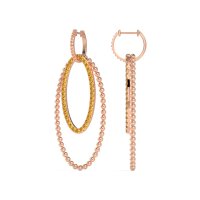 Double Oval Hoop Beaded Dangle Earrings