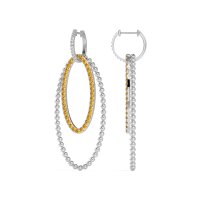 Double Oval Hoop Beaded Dangle Earrings