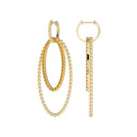 Double Oval Hoop Beaded Dangle Earrings