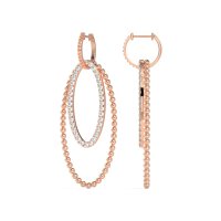 Double Oval Hoop Beaded Dangle Earrings