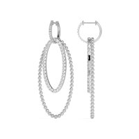 Double Oval Hoop Beaded Dangle Earrings