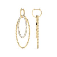 Double Oval Hoop Beaded Dangle Earrings