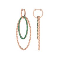 Double Oval Hoop Beaded Dangle Earrings