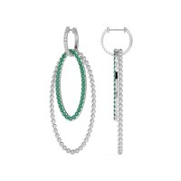 Double Oval Hoop Beaded Dangle Earrings