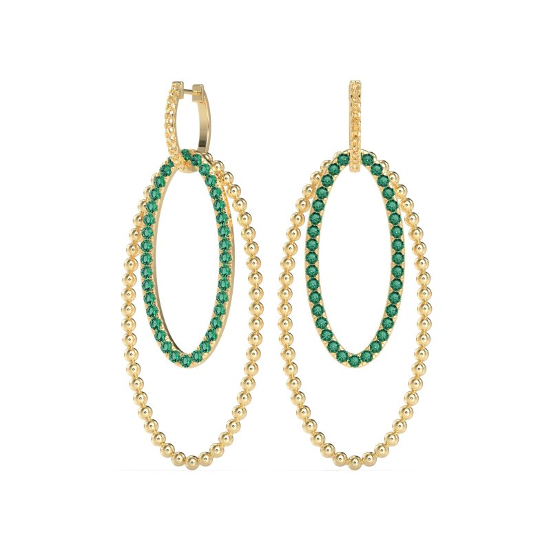 Double Oval Hoop Beaded Dangle Earrings