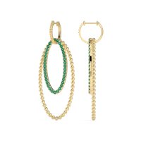 Double Oval Hoop Beaded Dangle Earrings