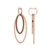 Double Oval Hoop Beaded Dangle Earrings