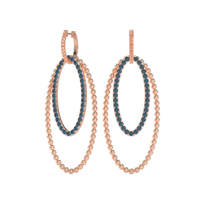 Double Oval Hoop Beaded Dangle Earrings