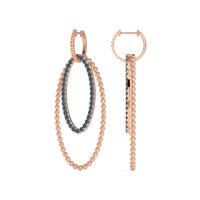 Double Oval Hoop Beaded Dangle Earrings