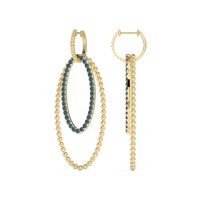 Double Oval Hoop Beaded Dangle Earrings