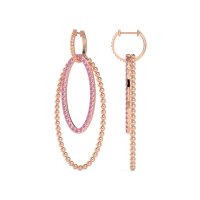 Double Oval Hoop Beaded Dangle Earrings