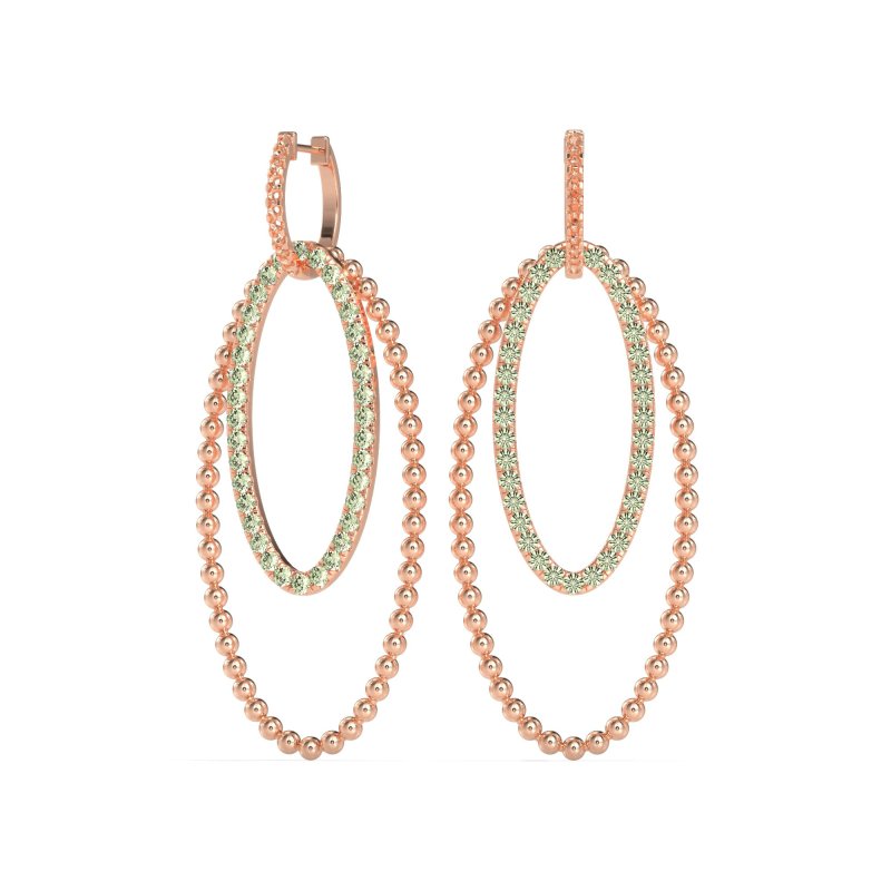 Double Oval Hoop Beaded Dangle Earrings