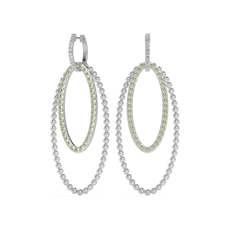 Double Oval Hoop Beaded Dangle Earrings